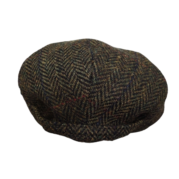 Mucros XXS Trinity Kids Tweed 100% Wool Green Herringbone Ireland Flat Cap - Picture 2 of 16